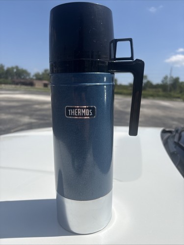 Vintage Thermos Vacuum Bottle Model 2480 King Seeley 1 LT Stainless Steel Blue