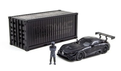 TARMAC, MERCEDES AMG GT3 #4 2018 mit Container und Figur Schwarz, 1/64, T64-0...