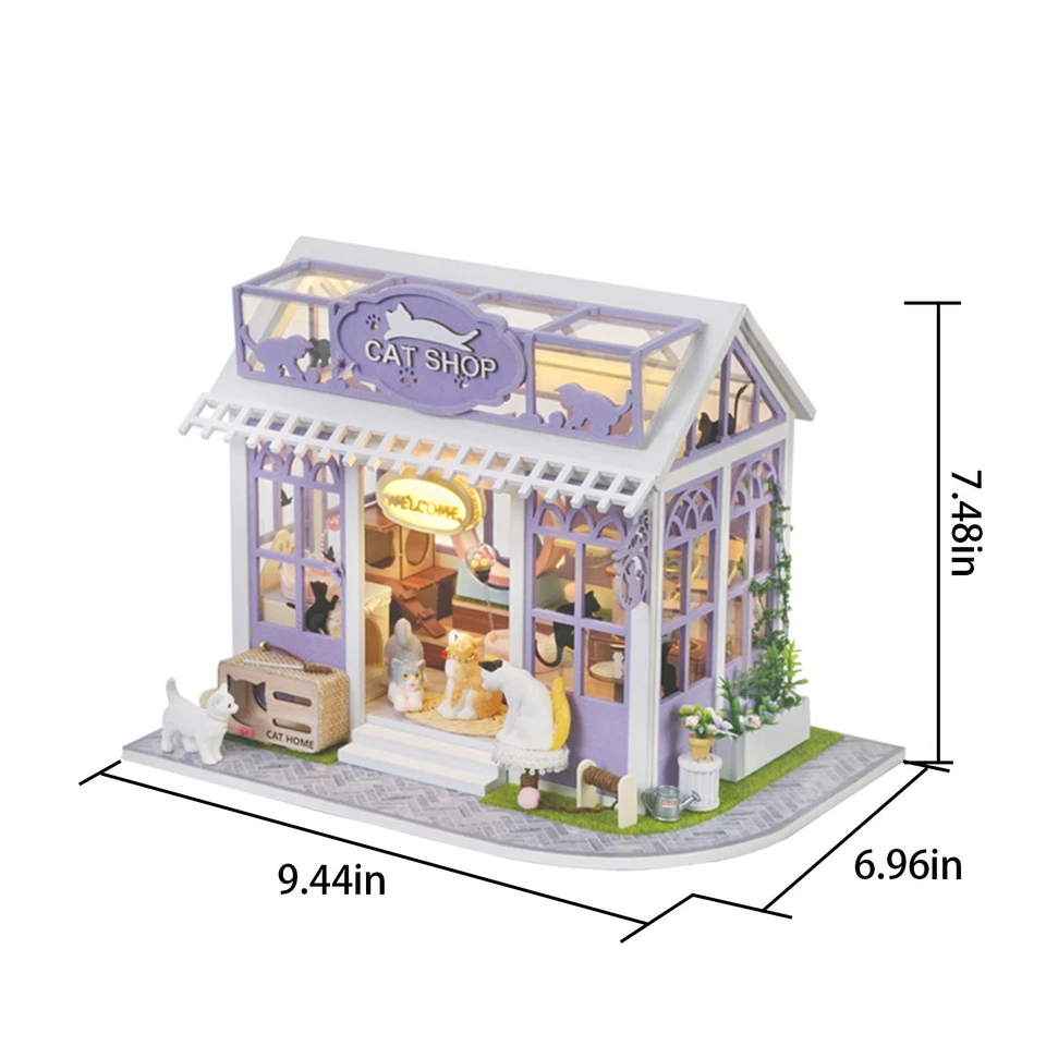 Сделай сам магазин кошек кукольный домик 3D деревянный миниатюрный кукольный домик набор для взрослых рождественский подарок - Изображение 3 из 4