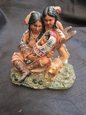 Native American Family Figurine – Hand Painted Resin Ornament 12cm