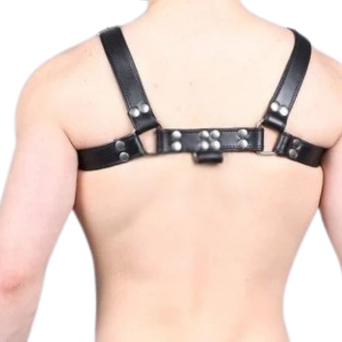Mens Genuine Leather Chest Harness Strap Adjustable Body Harness - Picture 2 of 5