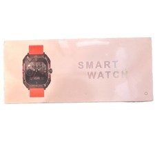 H22 Smart Watch 45mm Black Metal Case, Orange Silicone Band, Bluetooth Touch