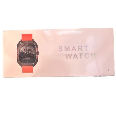 H22 Smart Watch 45mm Black Metal Case, Orange Silicone Band, Bluetooth Touch