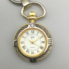 Gloria Vanderbilt Pendant Watch Necklace Snake Chain 27mm Two-Tone New Battery