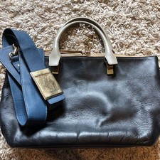 Chloe Bailey Bicolor Leather Tote Bag 2-Way Shoulder Used Stylish