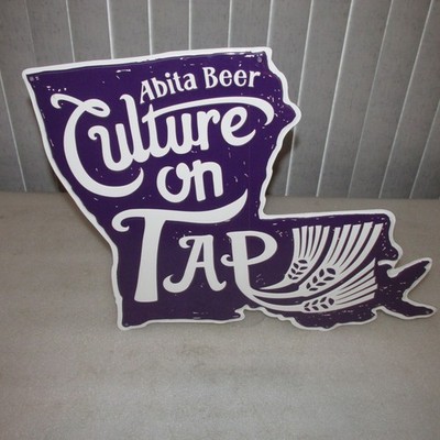 Abita Beer Sign Culture on Tap tin LOUISANA State Map 14x16