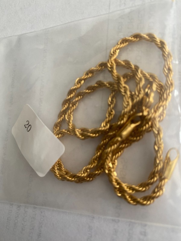 24K GOLD CHAIN--GOLD P20'' ROPE CHAIN --HIPP-HOP