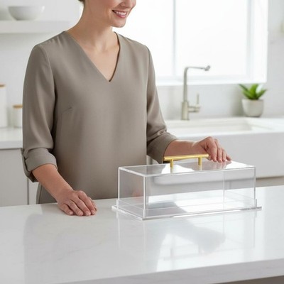 Acryl Gebäck Display Box mit Deckel rechteckig Kuchen Abdeckung leicht zu reinigen