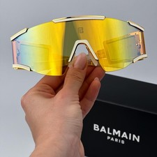 Balmain Women Sunglasses Gold Bronze Mirror Mask FLECHE BPS-138B-141 BRAND NEW