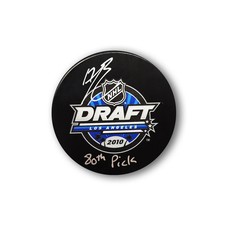 Bryan Rust Autographed 2010 NHL Draft Hockey Puck Inscribed 80th Pick