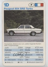 1981 Dubreq Top Trumps Cars Peugeot 604 SRD Turbo #1D 0i4g