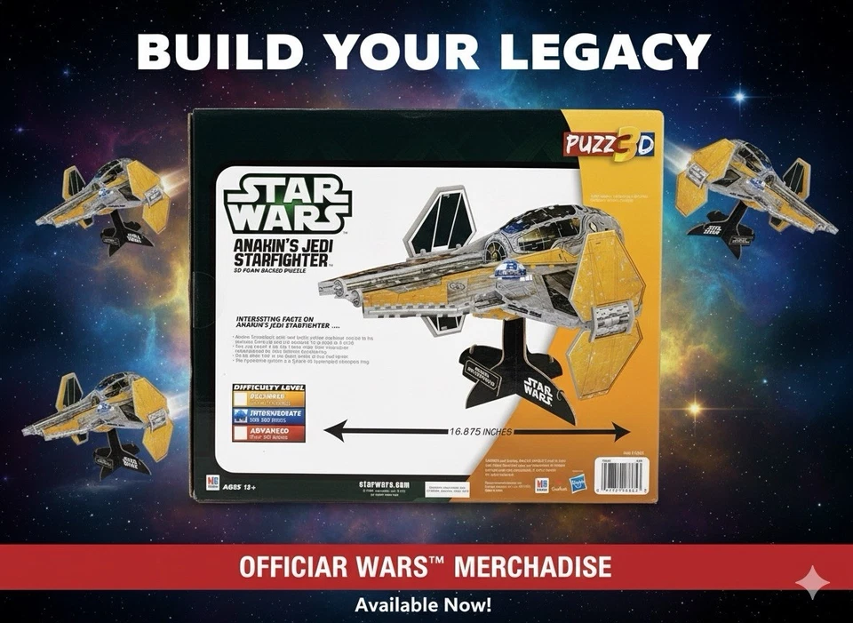 Rompecabezas Star Wars Puzz3D Anakin Jedi Starfighter con respaldo de espuma MB 200 piezas 2013 Foto 2 de 2