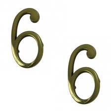 Bright Solid Brass 3" Address House Number '6' '9' Pin Mount Pack of 2