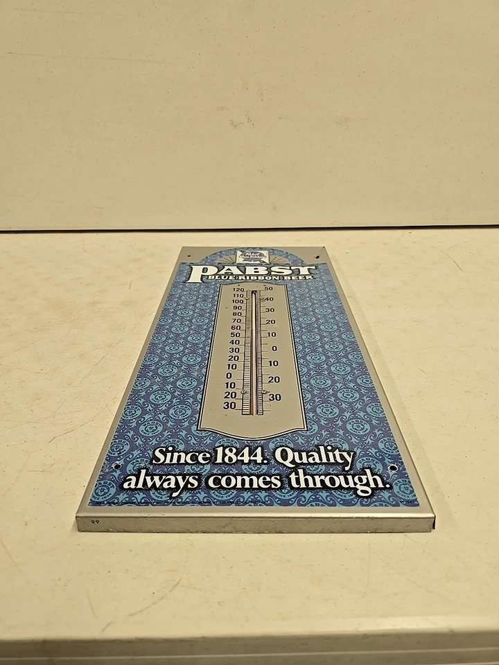 Vintage 20" Embossed Tin Pabst Blue Ribbon PBR Beer Thermometer - Image 2 of 4