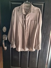 New Men s pierre cardin Beige cotton blend dress shirt top size 17 1/2 -34/35