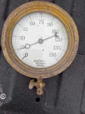 Antique Jas P Marsh Chicago Pressure Gauge 0–150 PSI Steam Industrial Valve