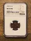 1937-S  1C LINCOLN WHEAT CENT "SAN FRANCISCO MINT" NGC MS65 RB