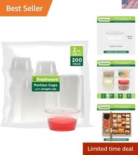 Plastic Portion Cups with Lids 2 Ounce, 200 Sets Disposable Plastic Cups fo...