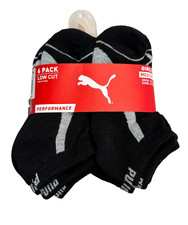 PUMA Socks Girl M Low Cut Performance Black Cushioned 6 Pairs Shoe 9-3.5