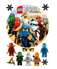 Essbarer Tortenaufleger Ninjago &Oslash; 20cm + 4 Figuren Fondantpapier Deko