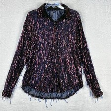 Nasty Gal Fringe Sheet Mesh Top Womens 0 Festival Multicolor Sequin Fringe Rave