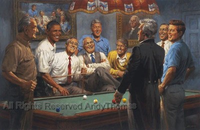 Callin' The Red-Democratic Presidents Pool Canvas Giclee Ltd Ed S/N-Thomas;20x30