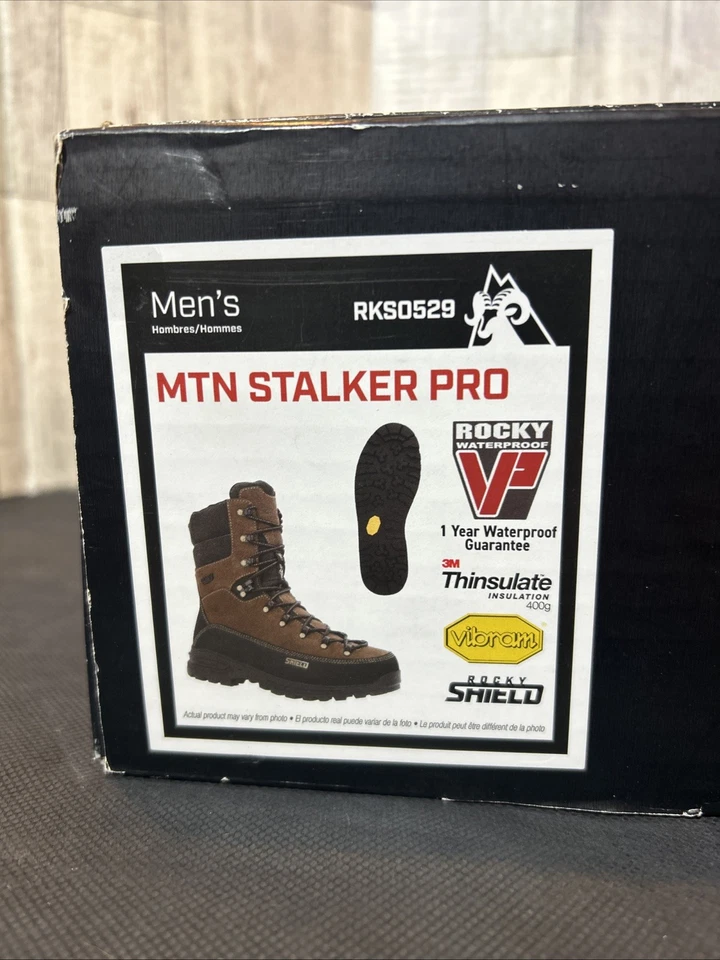 Rocky Mens Brown/Black Leather 400G MTN Stalker Pro Hunting Boots Sz 8.5M - Image 2 of 4