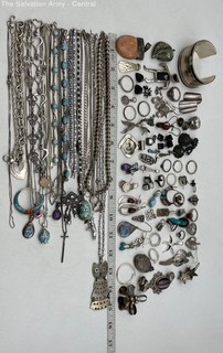 Sterling Silver Multicolor Modern Jewelry Necklace & Ring Mixed Lot Of