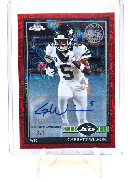 Garrett Wilson /5 Auto 2026 Topps Flagship 35th Anni. Red Mojo #91TC-24