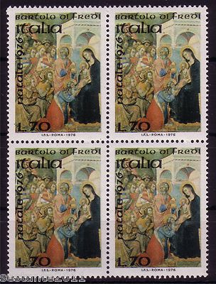 ITALY 1976 CHRISTMAS QUARTINA DA L. 70 MNH** A110