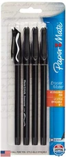 Papermate Erasermate Medium Point (1.0 mm) Black Erasable Ballpoint Pens (Pac