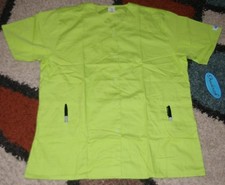Frederick Snap Scrub Top S/S Bottom pockets Back tie Lime Green Sz XL