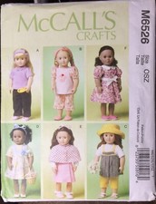 Doll Clothes 18” McCall's Crafts M6526 Uncut Accessories, Dresses, Tops Pattern
