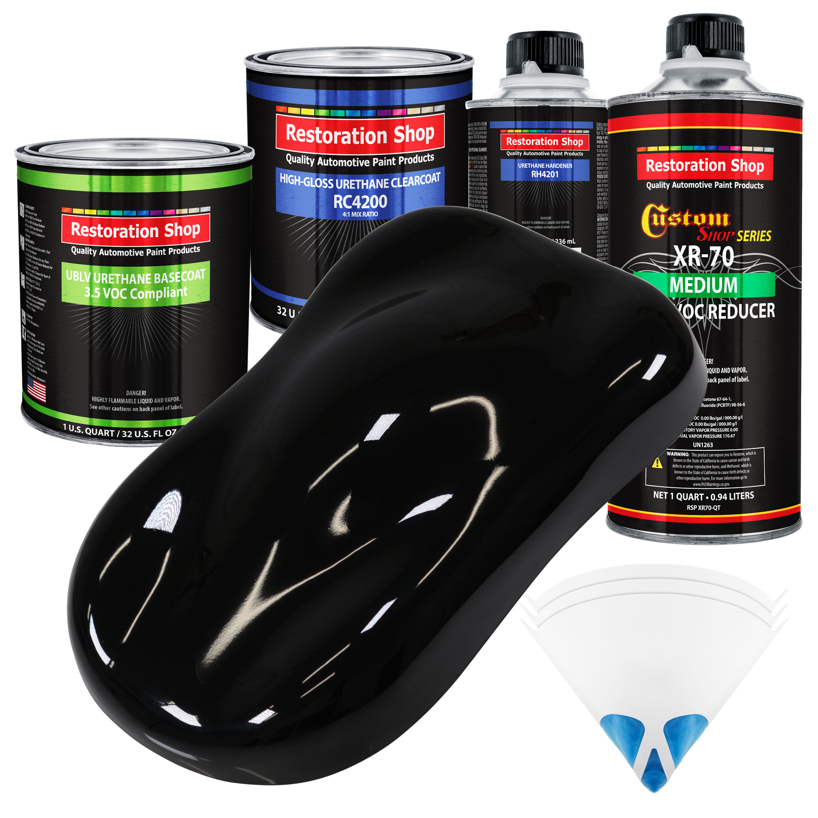 Jet Black Quart Kit Low VOC URETHANE BASECOAT Car Auto Body Paint Kit