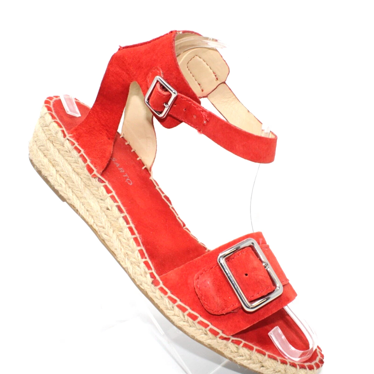 Franco Sarto Lexie Wedge Size 9.5M Orange Suede Jute Espadrille