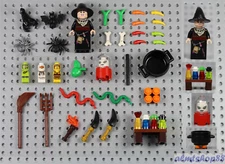 LEGO - 37 pcs Witch Minifigure w/ Accs Potion Cauldron Broom Halloween Wand Bat