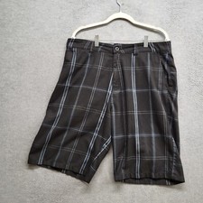 ONeill Men Shorts 34 Black Plaid Chino Challenger Logo Polyester  Viscose