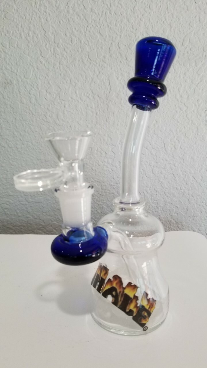 INHALE®️7"MINI GLASS WATER PIPE HOOKAH WITH A DIFFUSER AND A GLASS ON GLASS BOWL