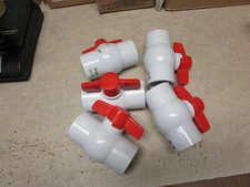 5 Pack 1-1/2" PVC Ball Valve 1.5" MIP SCH40 Slip Ends - NOS DIRTY/DUSTY