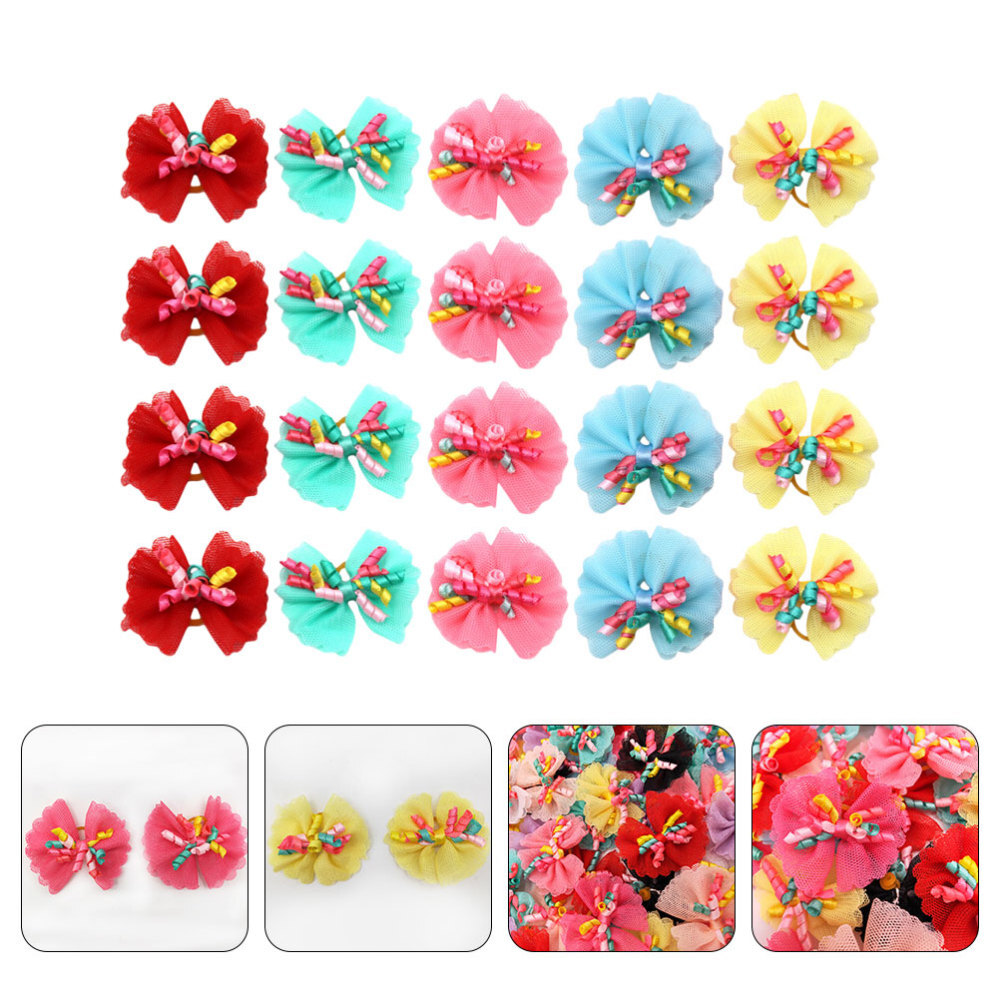 20 Pcs Dog Hair Rubber Bands Bunny Accessories Bow Headband eBay