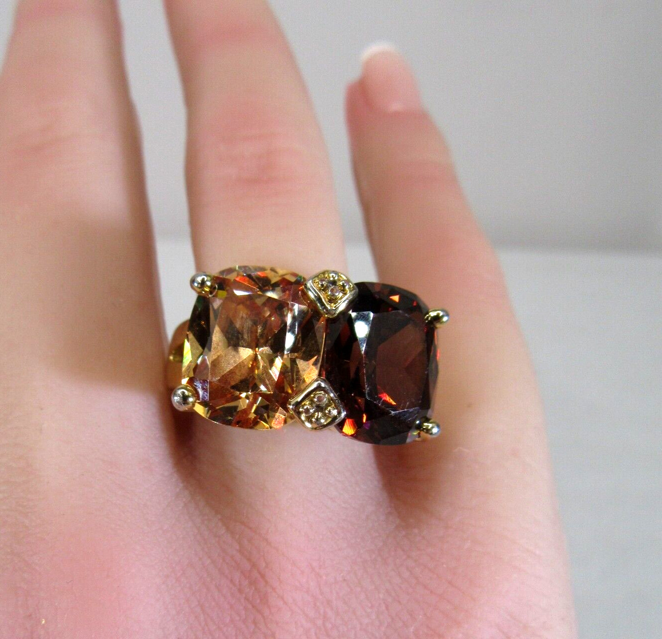 signed FRANCESCA VISCONTI statement ring crystal … - image 3