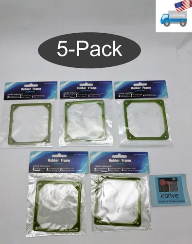 5-Pack: NEW Lamptron UV Sensitive Green Noise & Anti-Vibration Pad for 80mm Fan
