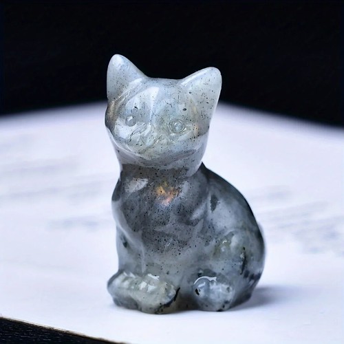 1pc 3.5cm/1.38in crystal carved cat, meditation stone crystal gift decor - Picture 7 of 12