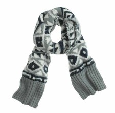 NWT Crewcuts Kids' geometric Fair Isle Scarf Deep Navy and Gray ONE SIZE