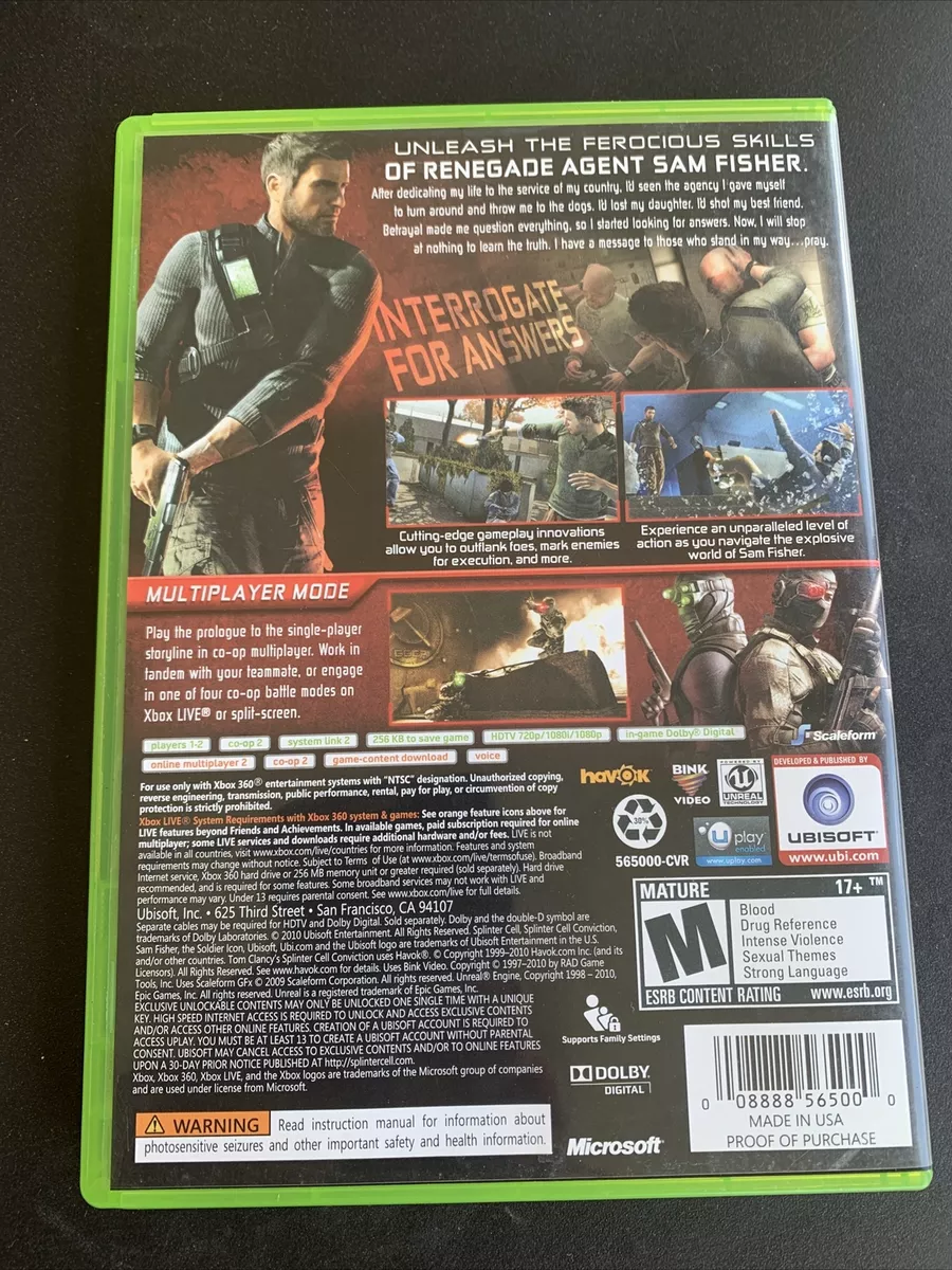 SplinterCell Conviction Xbox 360 Original (Mídia Digital) – Games Matrix