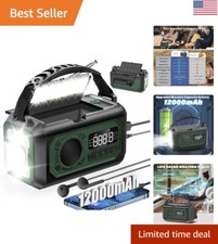 Compact Solar Hand Crank Radio with 12,000mAh Capacity and SOS Alarm