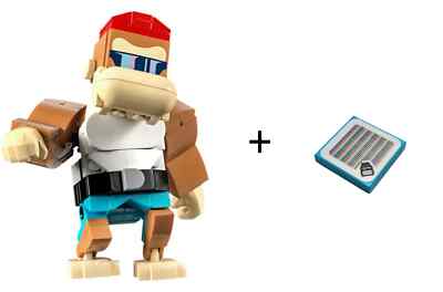 Lego Super Mario Funky Kong Minifigure + Scan Tile, Unassembled Donkey Kong Fig