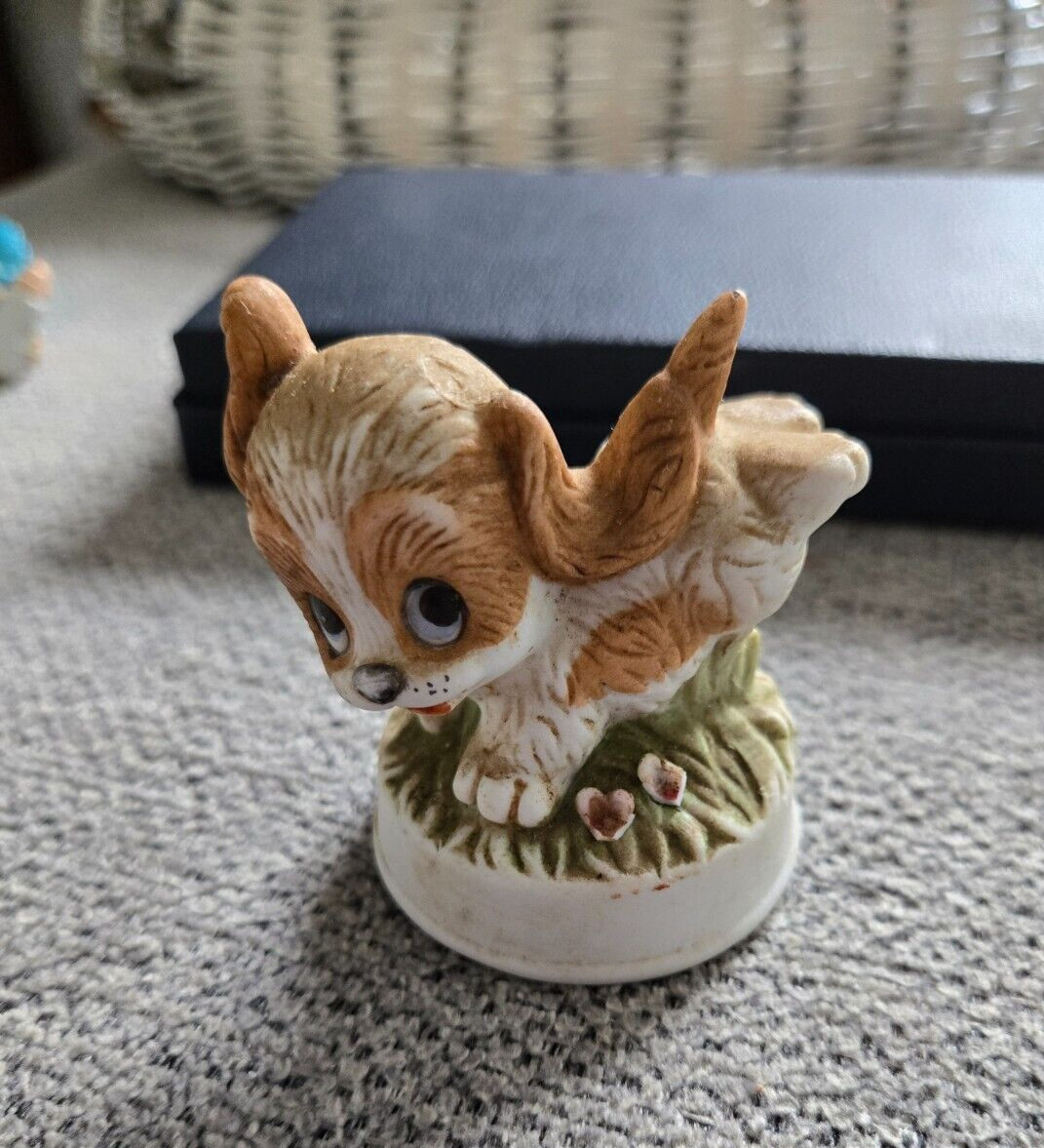 Vintage Napcoware Jumping Puppy Dog Figurine, Ceramic Porcelain Hand Painted