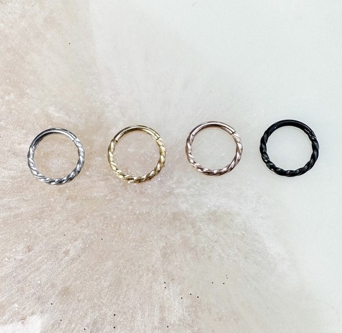 Braided Titanium Clicker. 16G. 8mm or 10mm. Septum, Daith, Helix, & Cartilage.