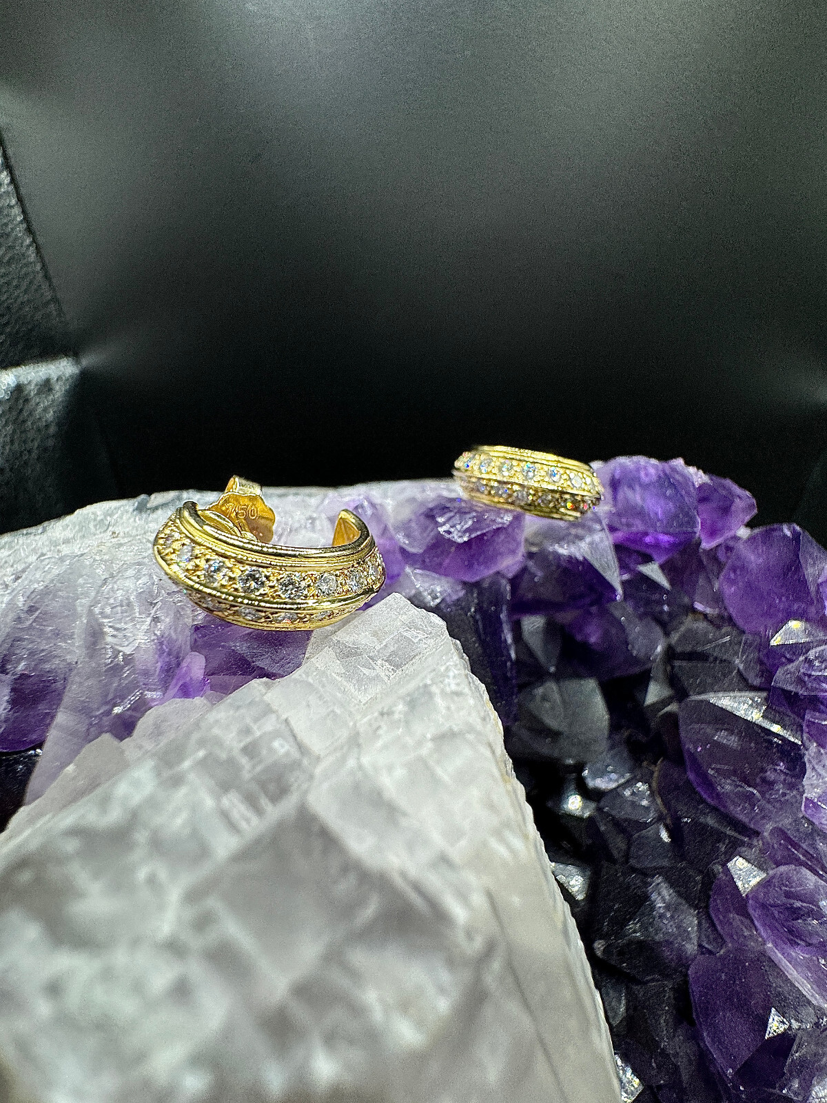 Hoop earrings 750 yellow gold 18 carat with high fine brilliant diamonds 1.20 carats tw/VS-image